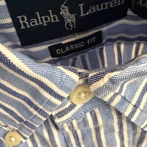 Ralph Lauren Classic Fit Blue and White Striped Shirt